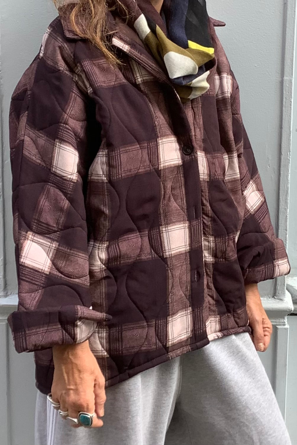 Aokyanos veste kimono Taos gris heritage bordeaux