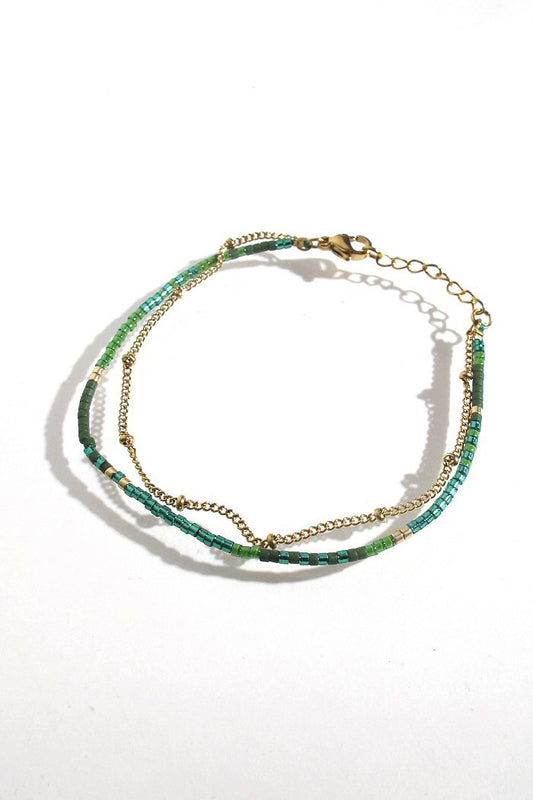 Bali Temples Bracelet perles Miyuki vert chainette