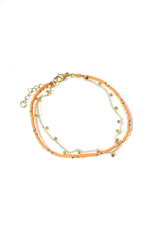 Bali Temples Bracelet perles Miyuki corail chainette