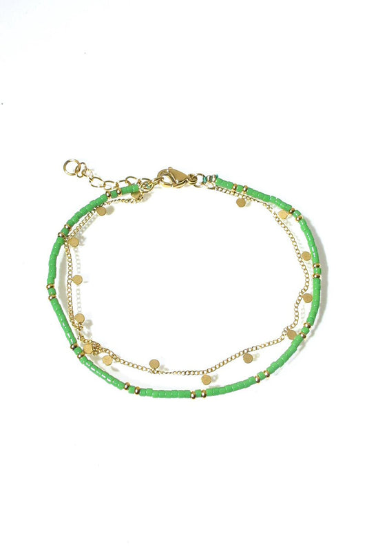 Bali Temples Bracelet perles Miyuki vert chainette