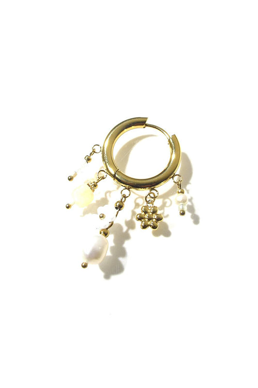 Bali Temples creole solo Flower Maxi nacre hoop