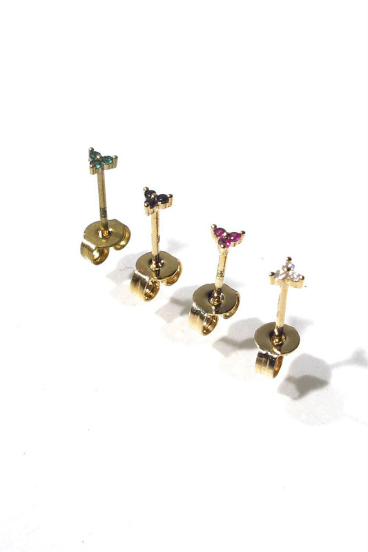 Bali Temples stud Trio Griffe gold strass