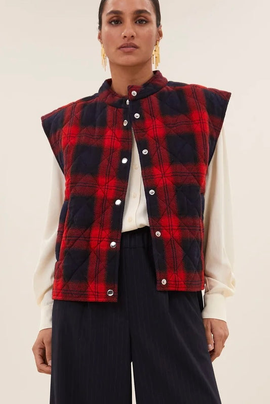 XP | By Bar veste a carreaux Mave red poppycheck sleeveless