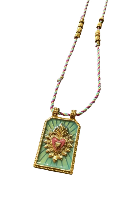 Bali Temples collier sautoir GriGri plaque Maxi Coeur