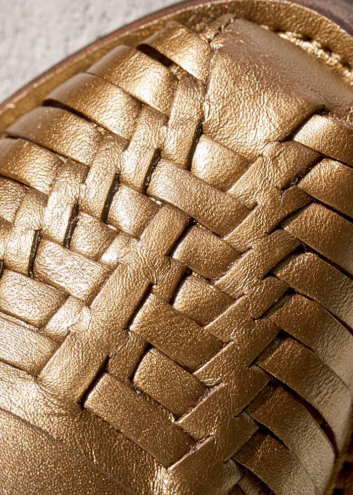 XPSummer | Sandales mexicaines plates Chamula cuir tressé bronze