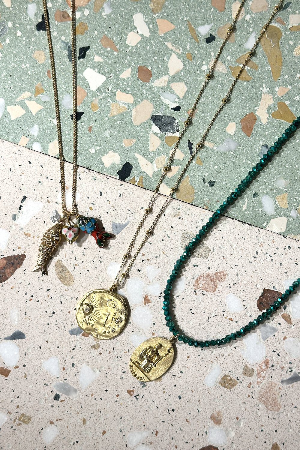 Hermina Athens collier perles beads vert