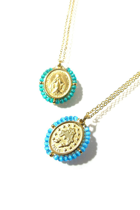 Palas collier médaille Santa Maria Precious madone beads perles
