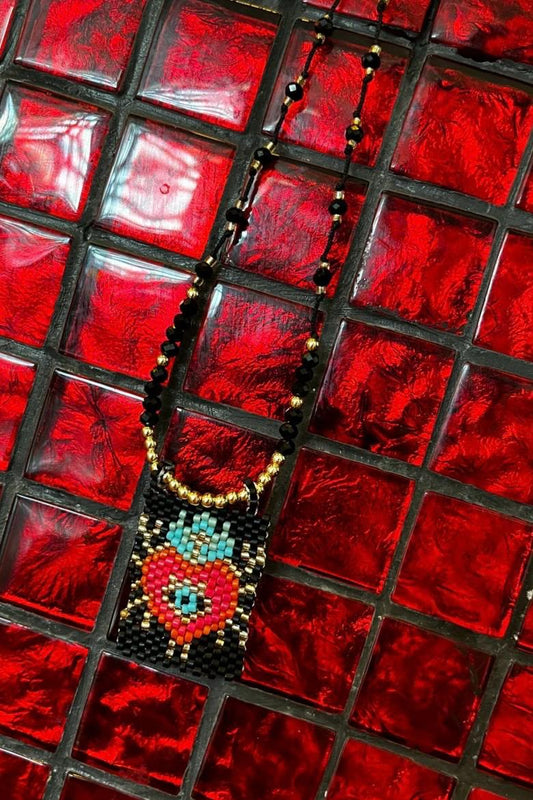 Flora Jane collier Big Love coeur perles de rocaille beads