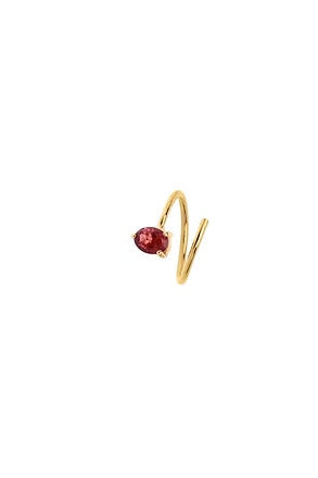 Fotini Psarouli solo earring Spira pink tourmaline oval Twirl 14k gold