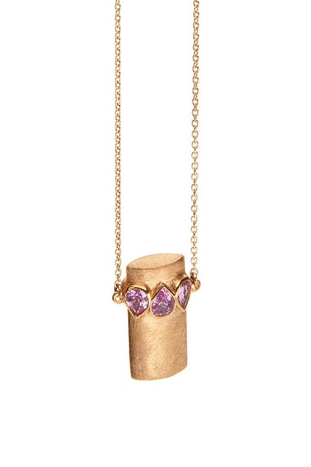Fotini Psarouli collier pendentif Kion saphirs rose marquise or 14k