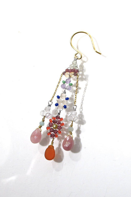 Fourbi de Capucine boucle Mobile Trio Flower cornaline rhodochrosite