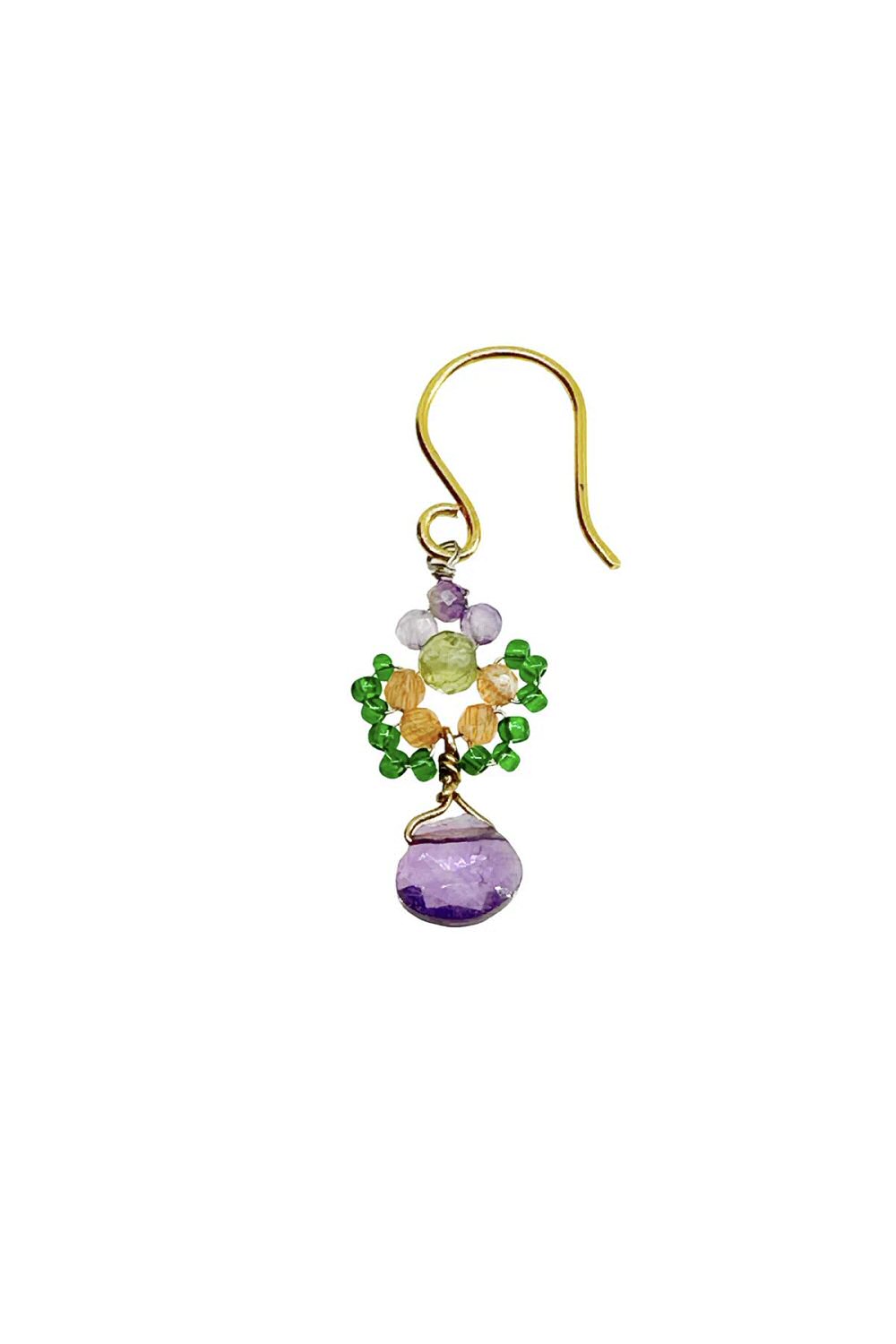 Fourbi de Capucine boucle Small Flower Drop améthyste peridot quartz