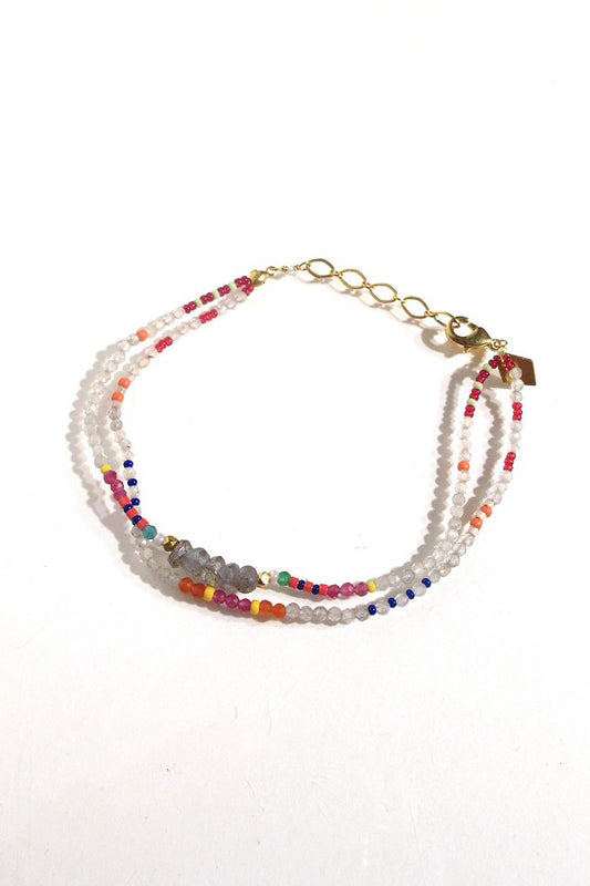 Fourbi de Capucine bracelet Rainbow double pierres fines