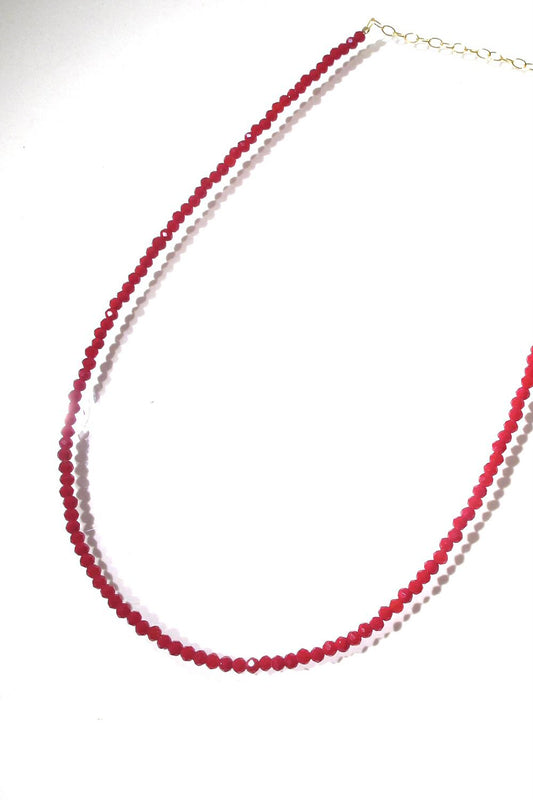 Hermina Athens collier perles beads rouge grenat