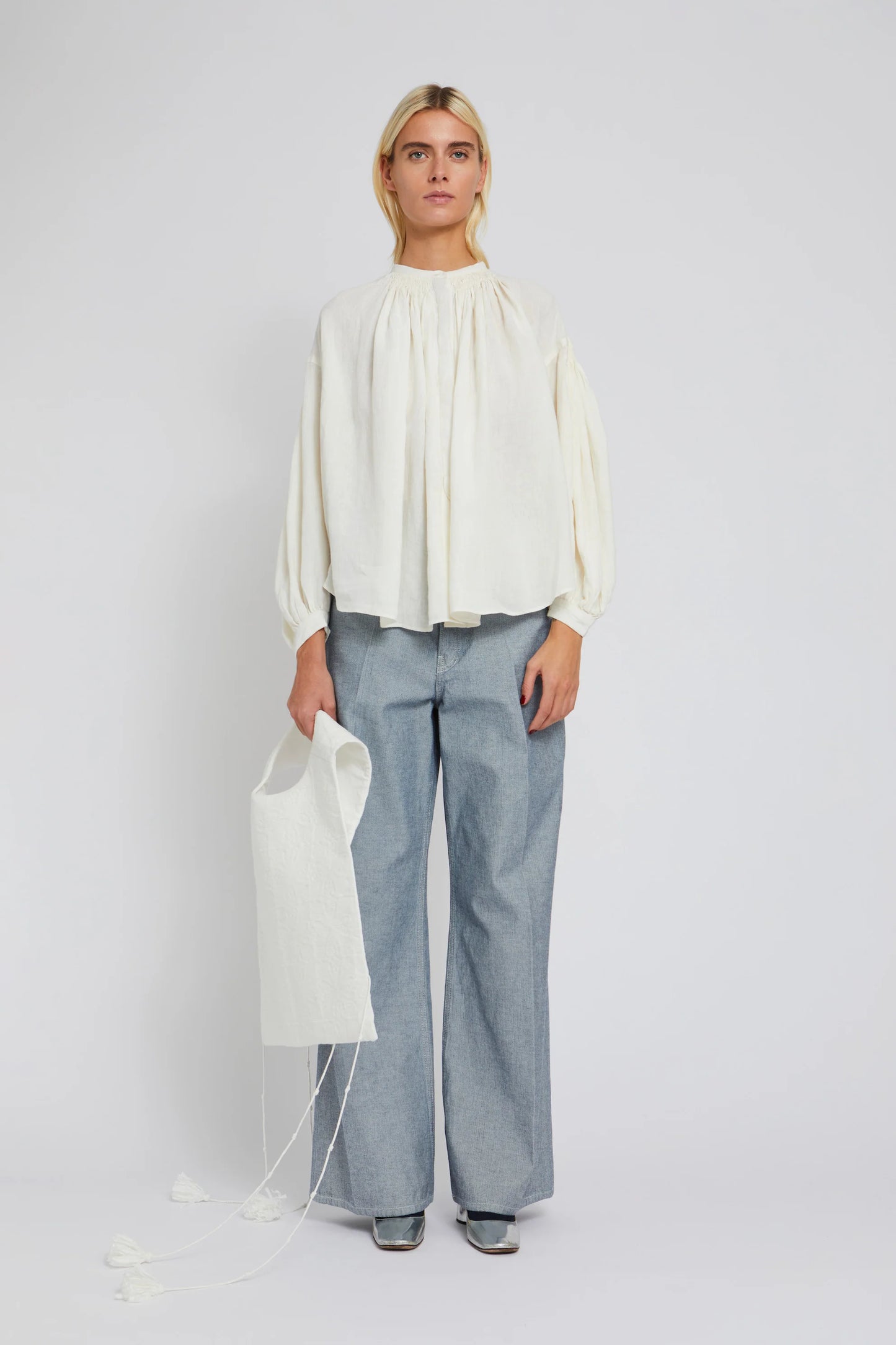 Laurence Bras Clare white linen blouse