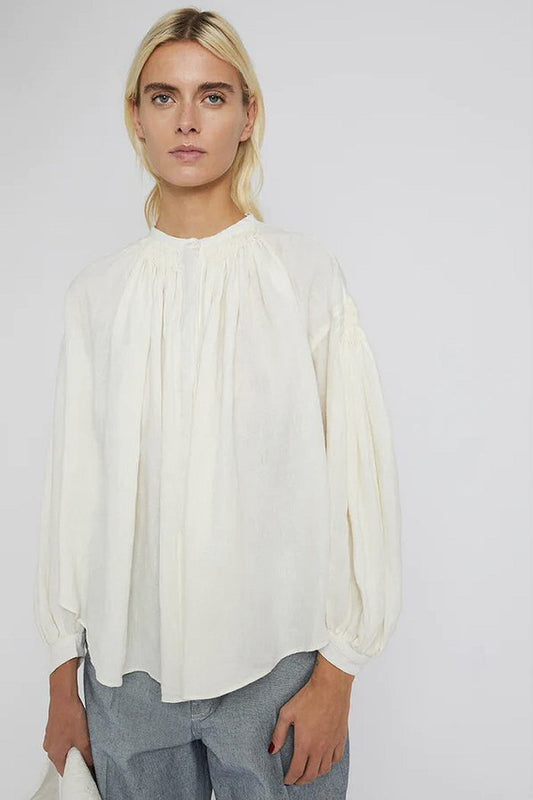 Laurence Bras blouse en lin blanc Clare white