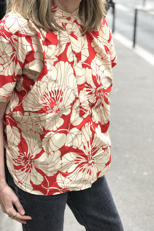 Laurence Bras Bindi red flower print shirt