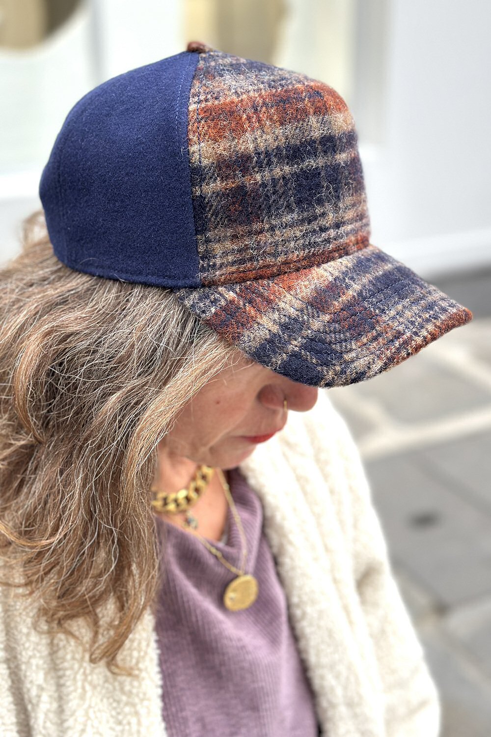 Stetson casquette Trucker cap laine Wool Check navy