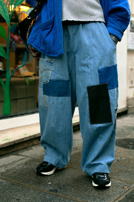 Matières à réflexion pantalon Balloon denim patch made in France