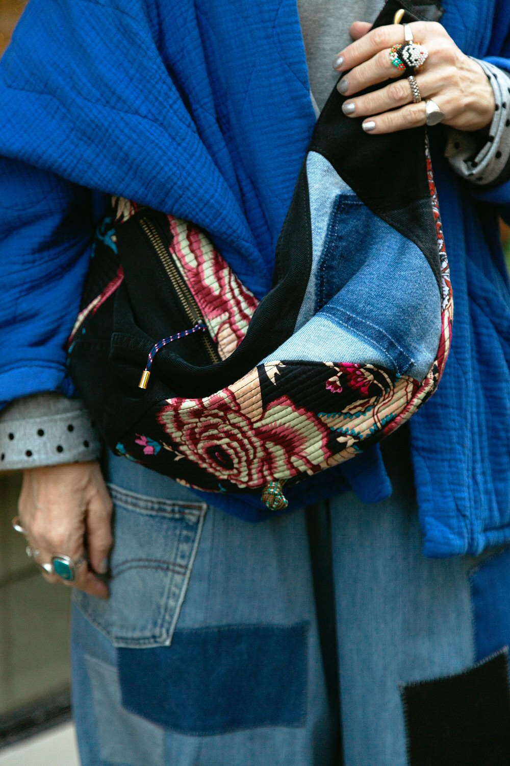 Yayou sac Kantha et denim upcyled made in France