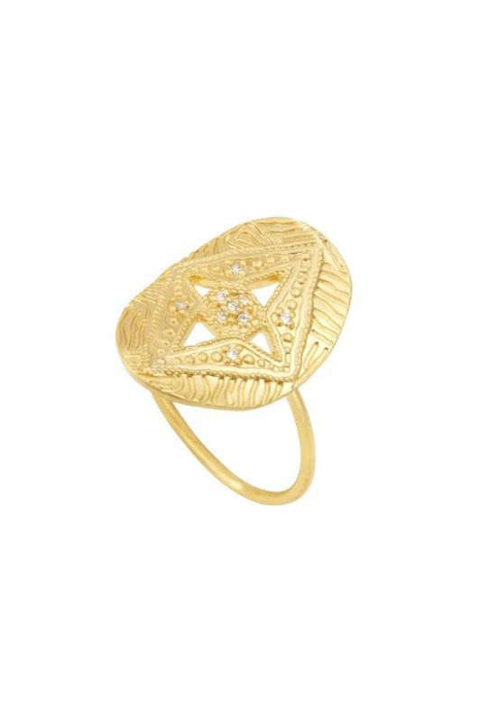 Louise Hendricks bague chevalière Calypso ouvragée
