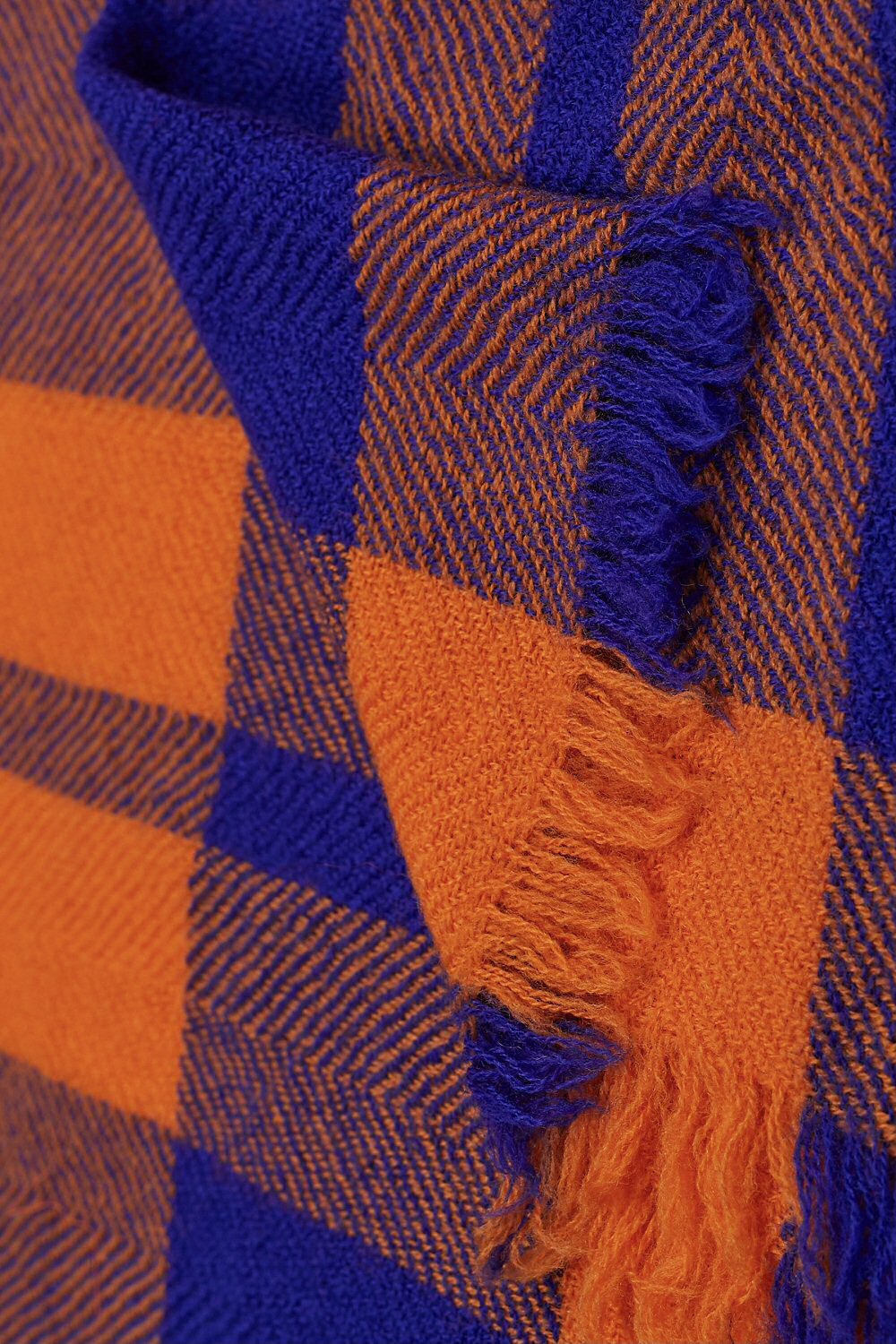 Lovat & Green foulard en laine Hockney carreaux orange purple