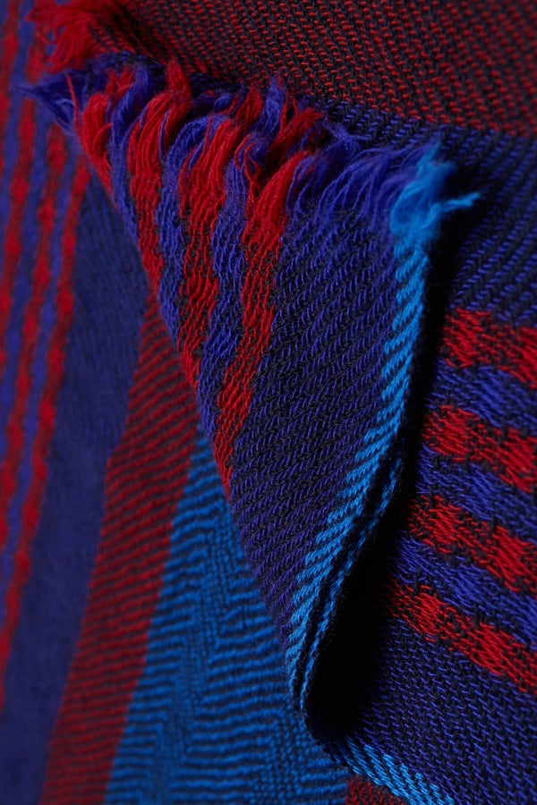 Lovat & Green foulard en laine Morricone bleu rouge