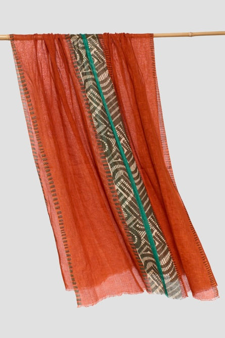 Lovat & Green foulard en lin Equinox terracotta