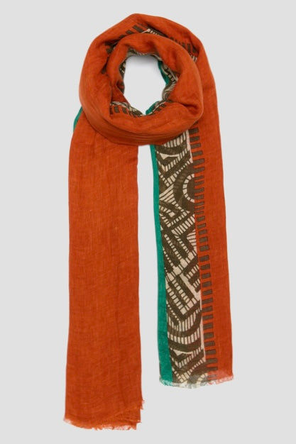 Lovat & Green foulard en lin Equinox terracotta