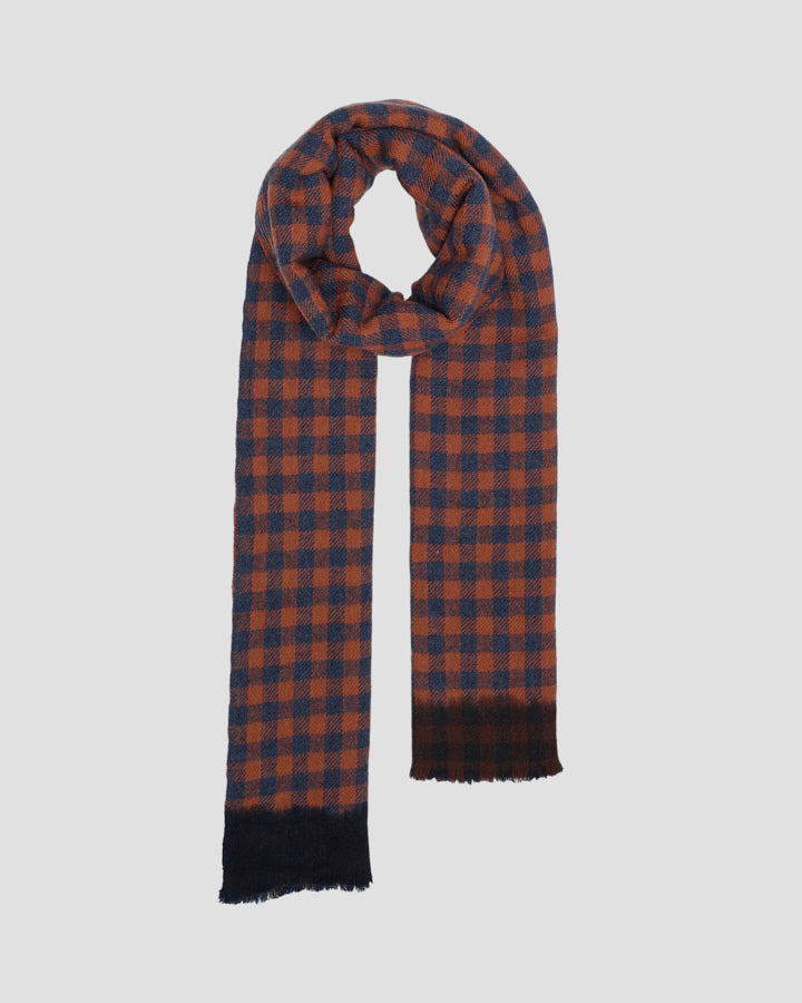 Lovat & Green foulard en laine Mozart carreaux orange