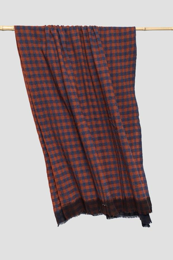 Lovat & Green foulard en laine Mozart carreaux orange