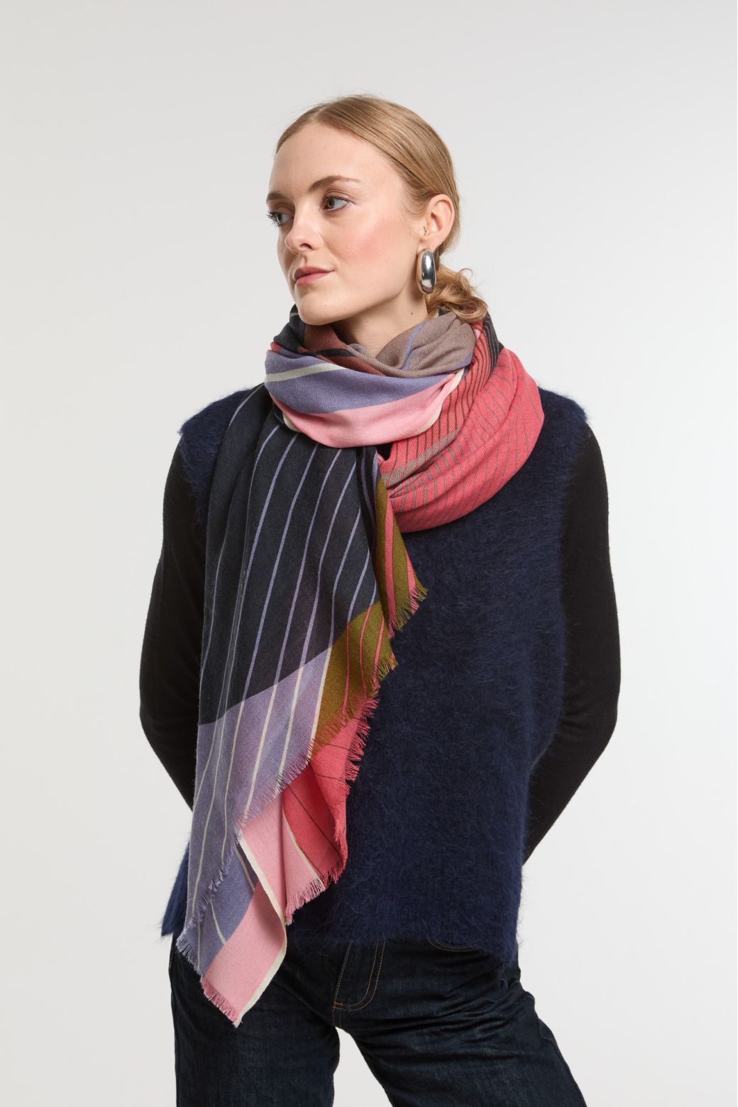 Ma Poésie foulard en laine graphique Astre parme