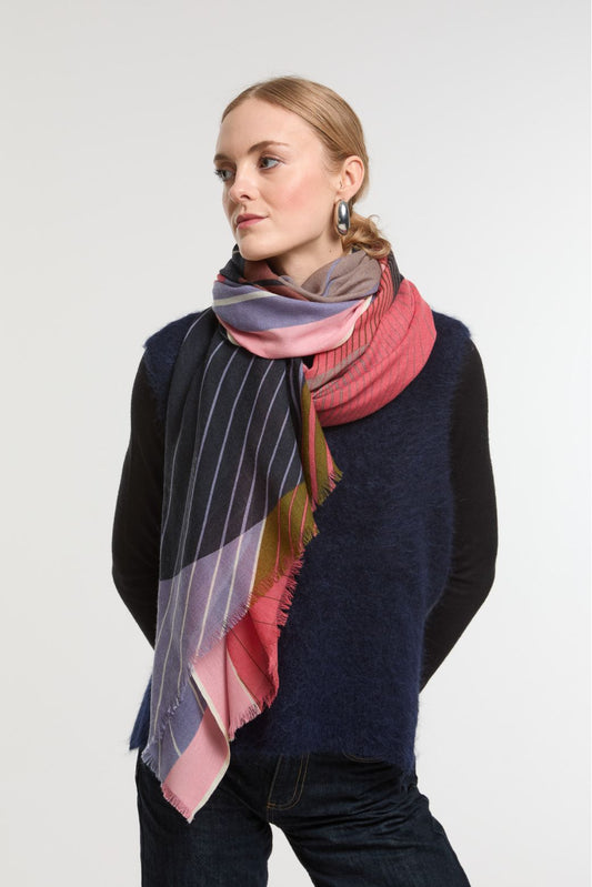 Ma Poésie foulard en laine graphique Astre parme