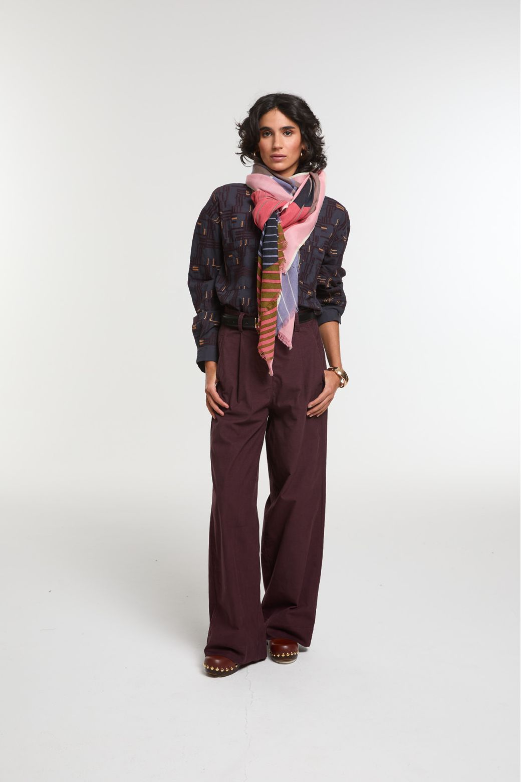 Ma Poésie foulard en laine graphique Astre parme