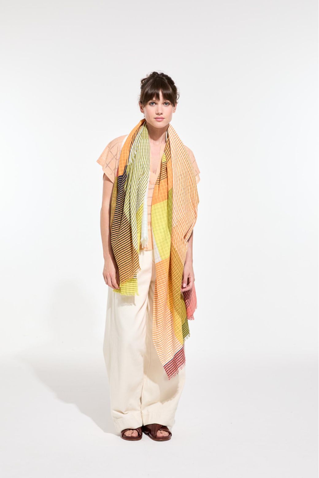 Ma Poesie foulard graphique 100% coton imprime Ettore ambre