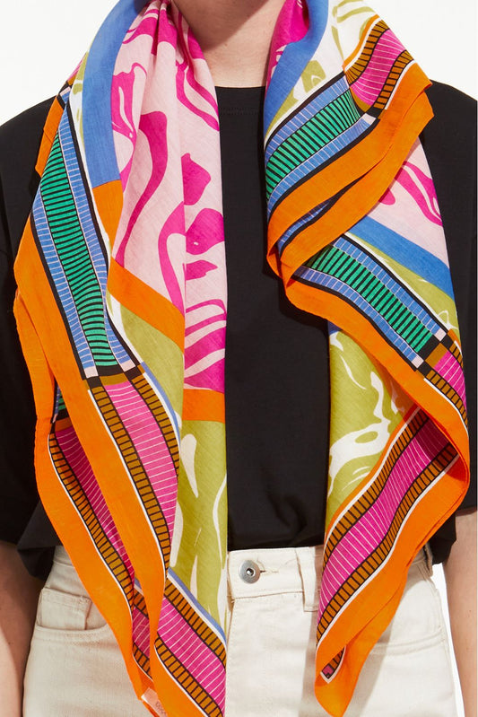 Ma Poésie foulard en coton graphique Fusion multicolore
