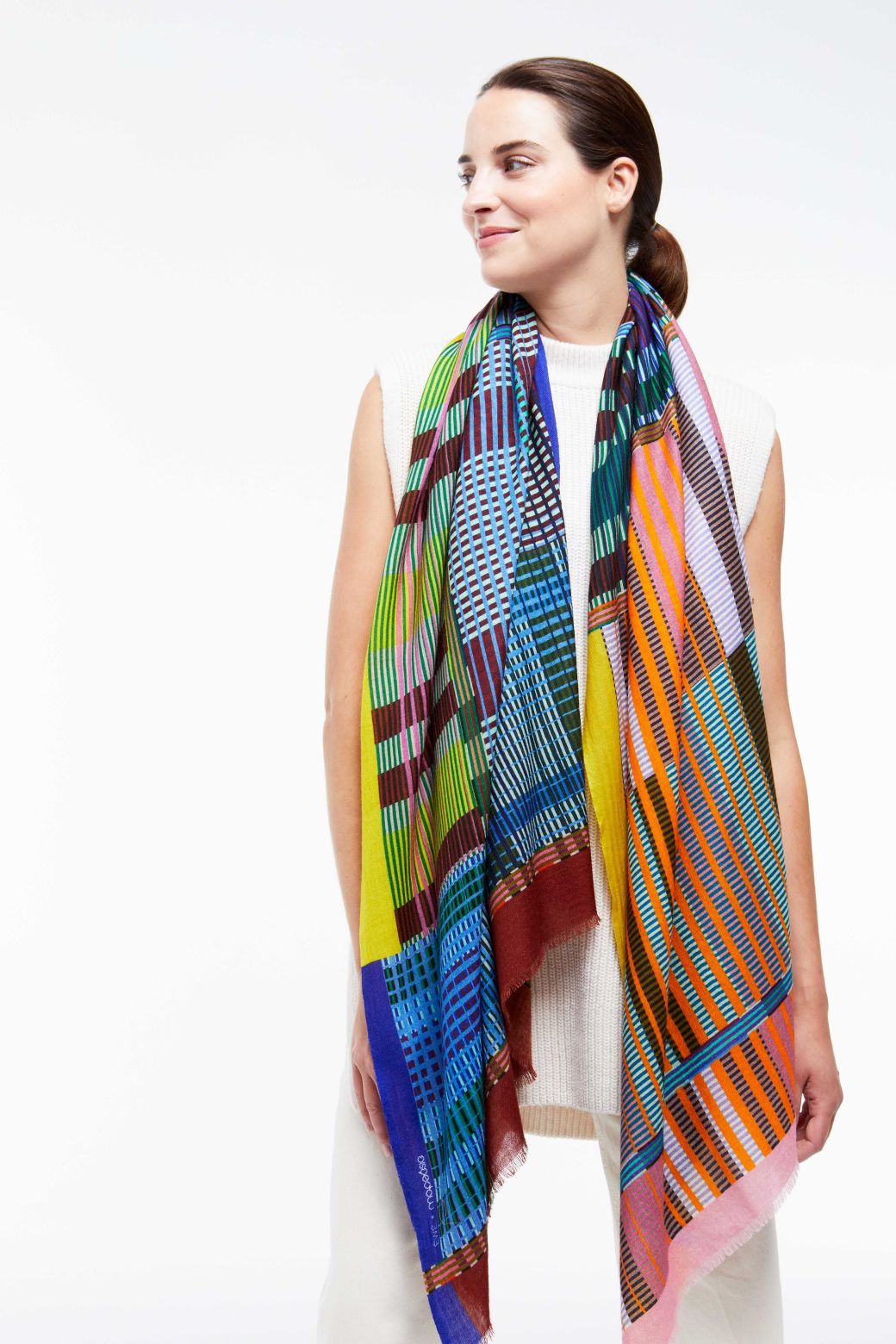 Ma Poésie foulard en laine graphique Ewe multicolore