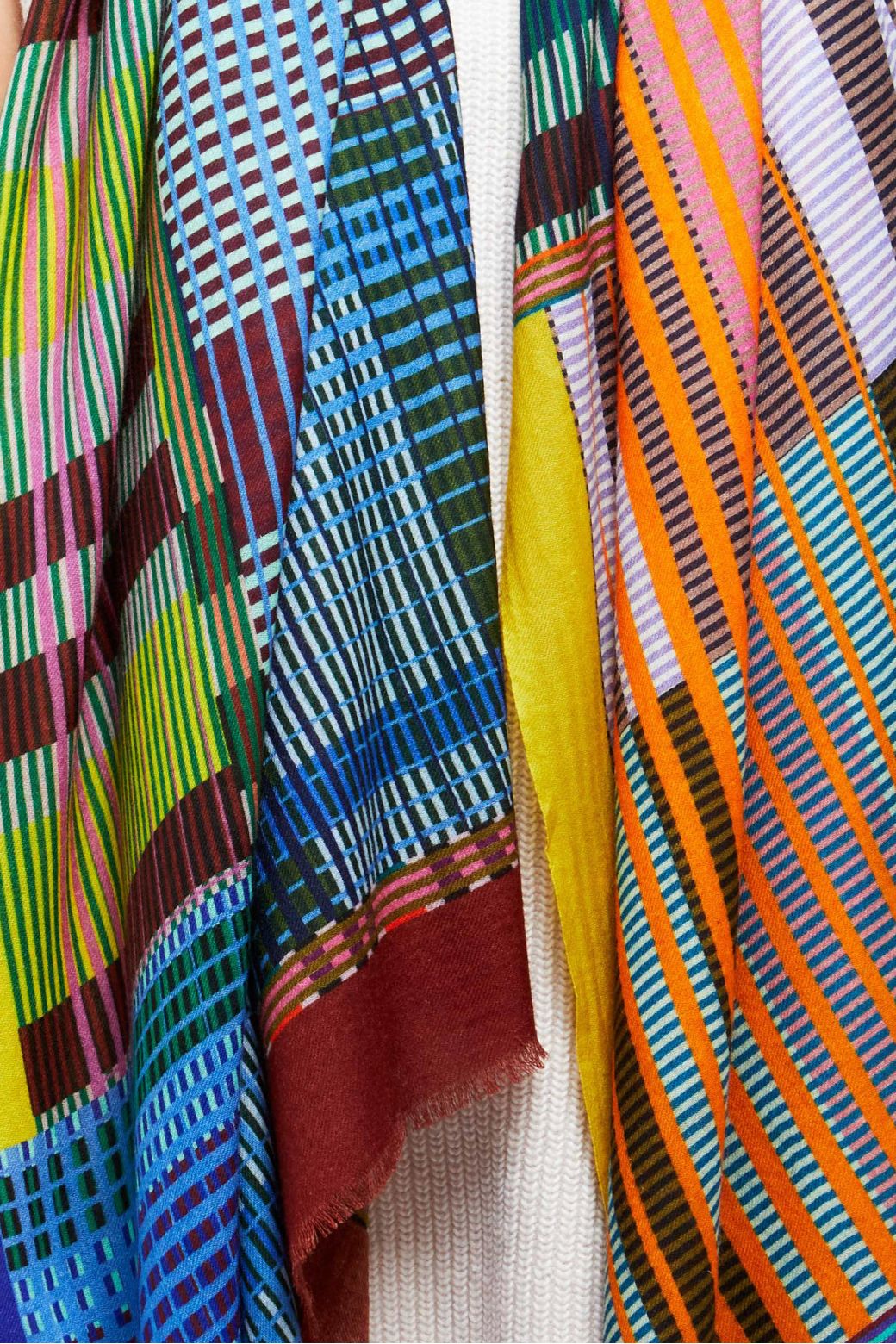 Ma Poésie foulard en laine graphique Ewe multicolore