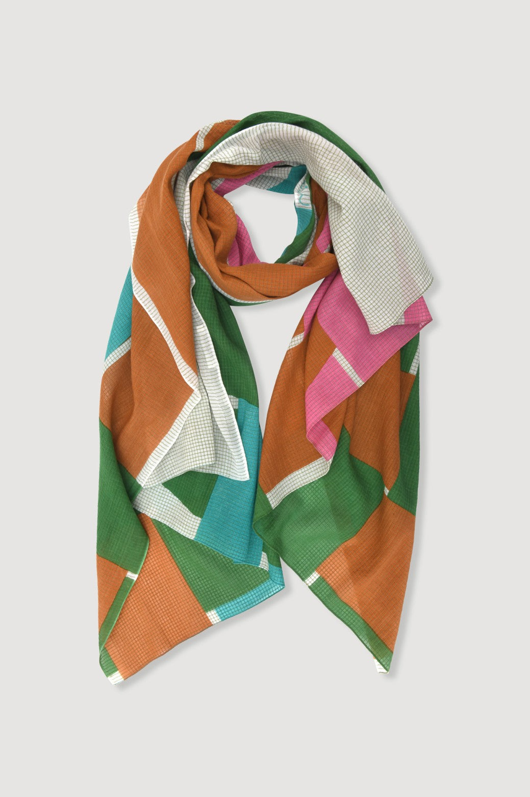Ma Poesie foulard graphique 100% coton imprime Liane vert rose