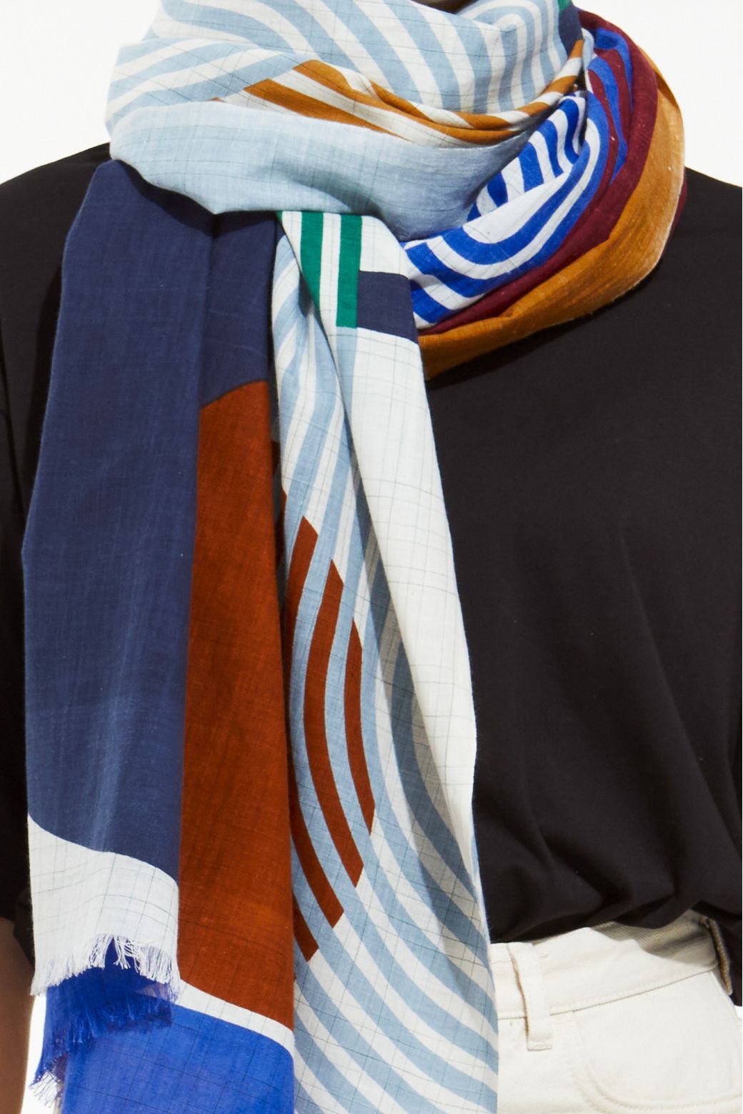 Ma Poésie foulard en coton graphique Ruisseau bleu
