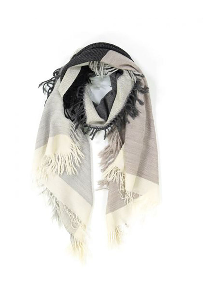 XPWinter | Ma Poésie foulard en laine et franges Susie gris