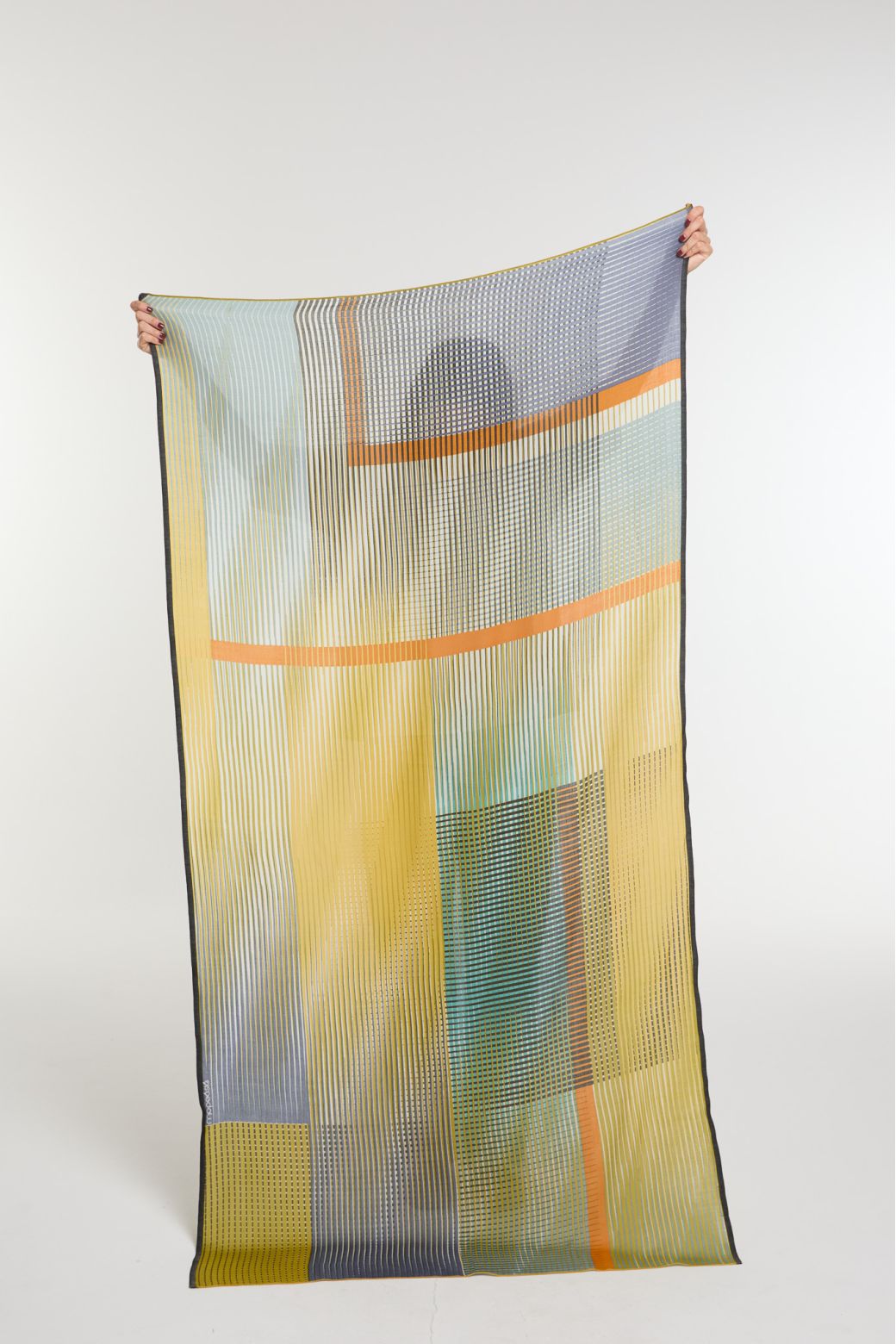 Ma Poésie foulard en laine graphique Vibrant ocre