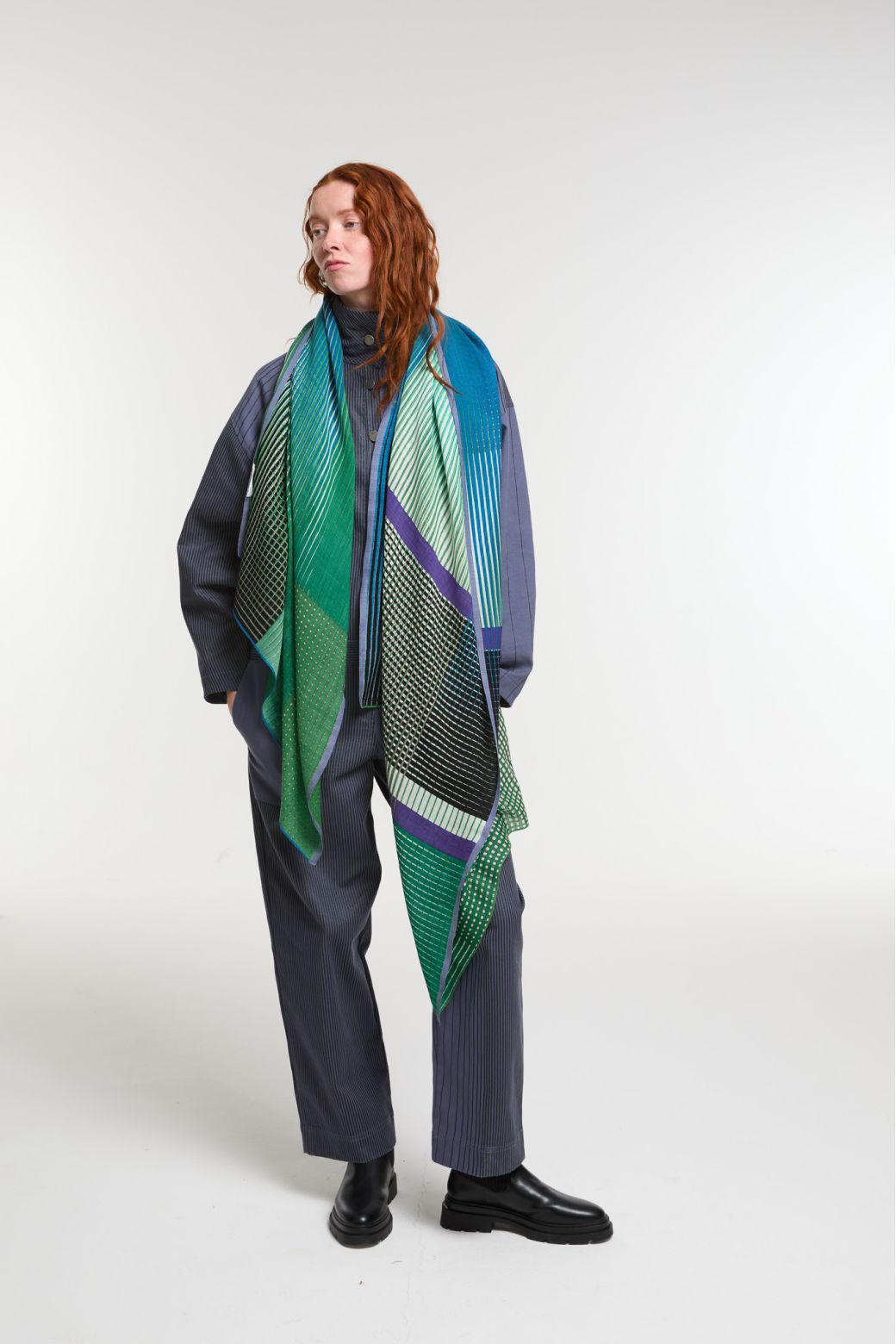 Ma Poésie foulard en laine graphique Vibrant vert