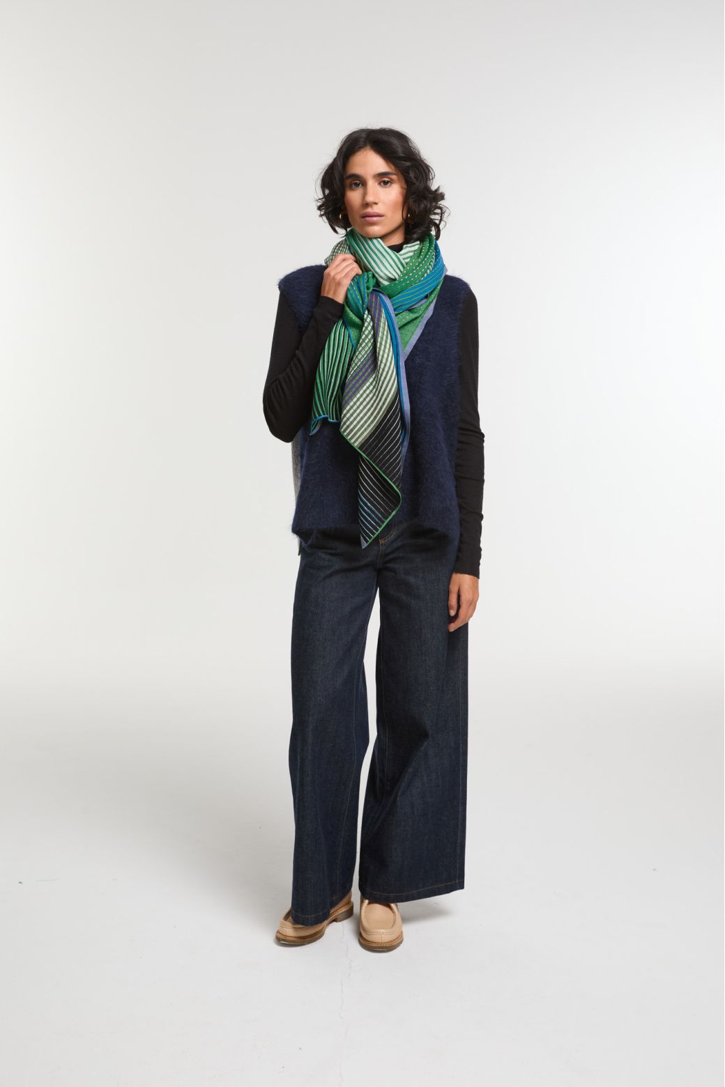 Ma Poésie foulard en laine graphique Vibrant vert