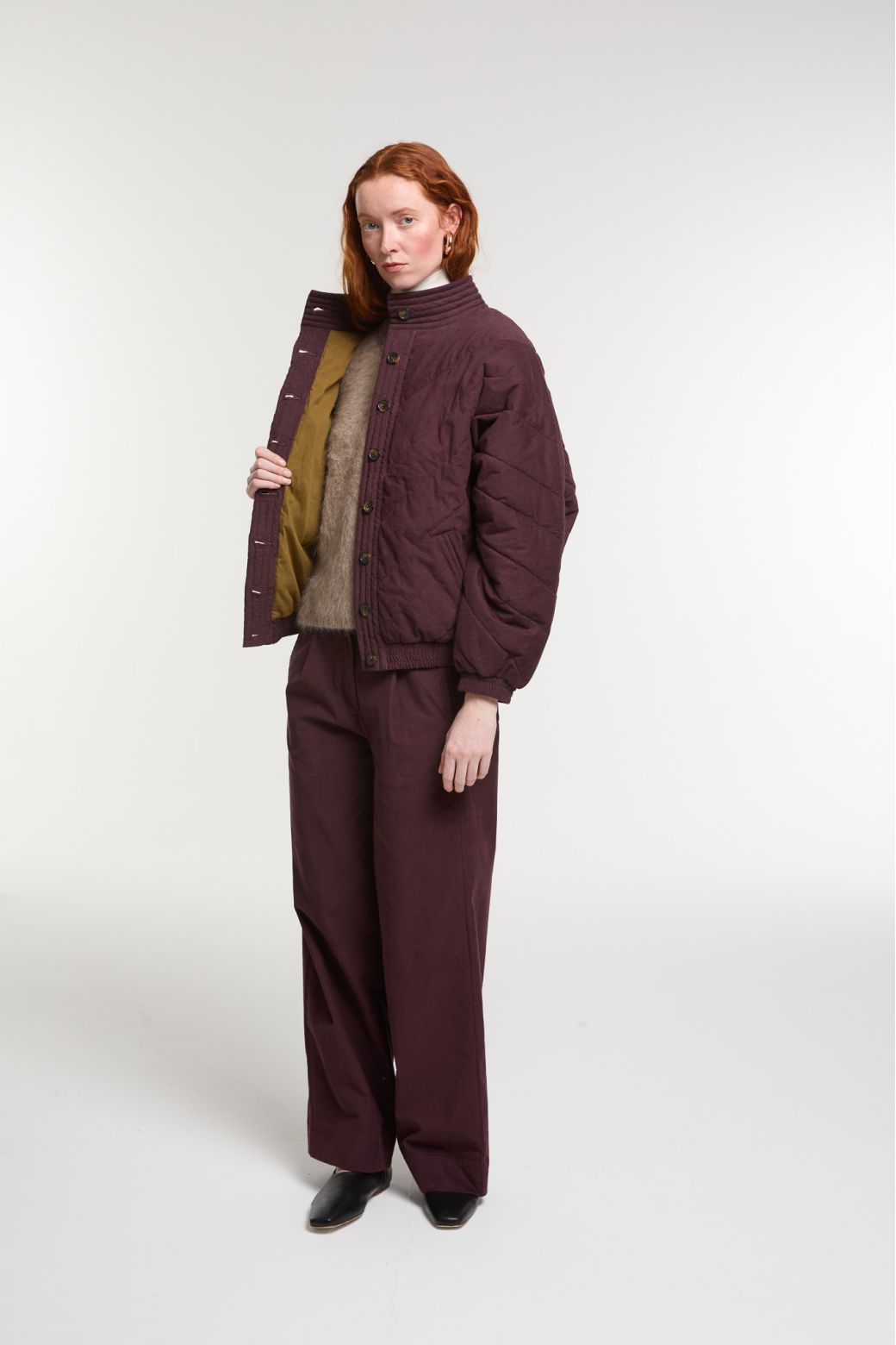 Ma Poésie blouson bomber velours bordeaux Millie