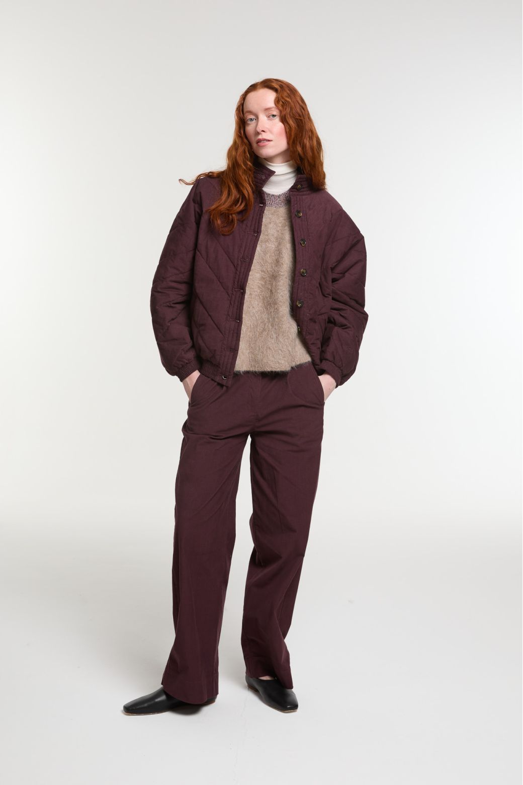 Ma Poésie blouson bomber velours bordeaux Millie