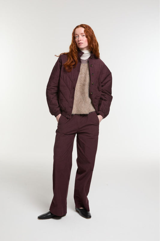 Ma Poésie blouson bomber velours bordeaux Millie