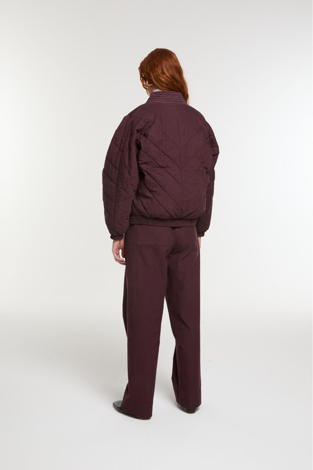 Ma Poésie blouson bomber velours bordeaux Millie