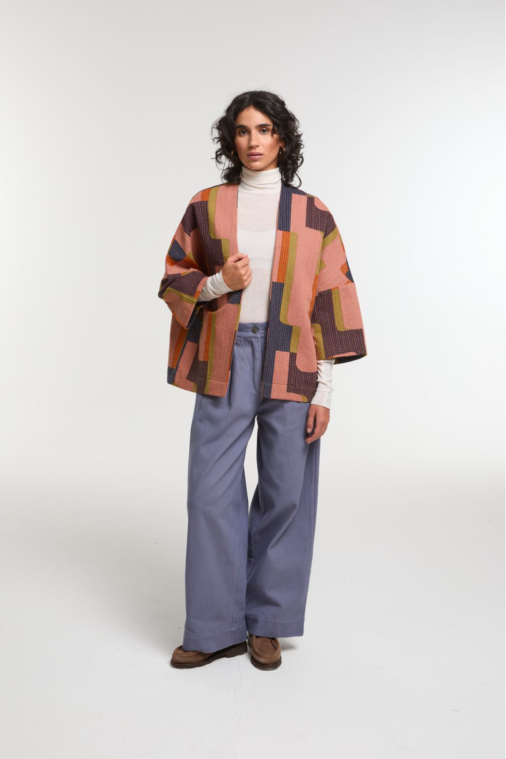 Ma Poésie veste kimono velours Ada brodée