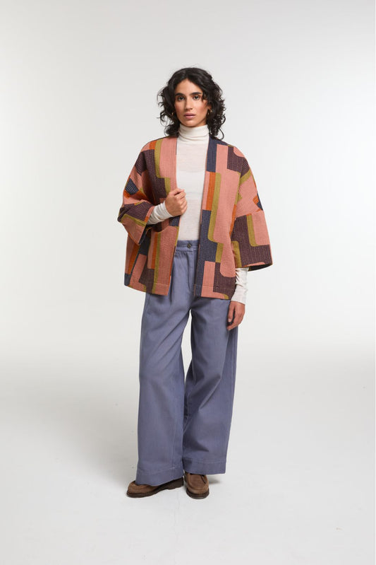 Ma Poésie veste kimono velours Ada brodée